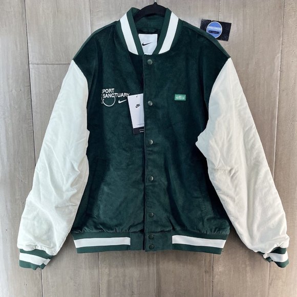 Nike Other - Nike Sport Sanctuary Corduroy Varsity Jacket Green White Men's Sizes FB9972-397